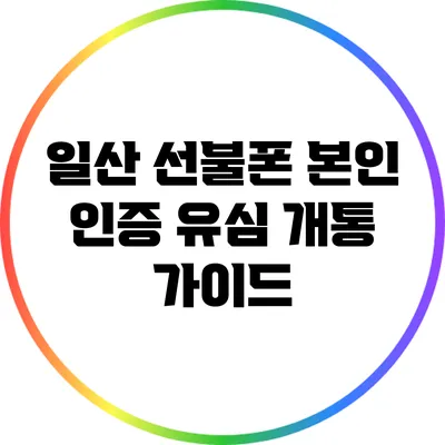 일산 선불폰 본인 인증 유심 개통 가이드