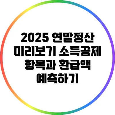 2025 연말정산 미리보기: 소득공제 항목과 환급액 예측하기