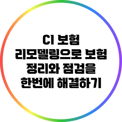 CI 보험 리모델링으로 보험 정리와 점검을 한번에 해결하기