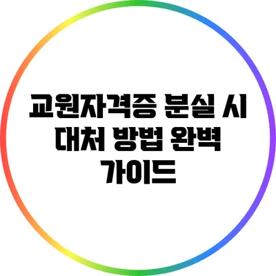 교원자격증 분실 시 대처 방법 완벽 가이드