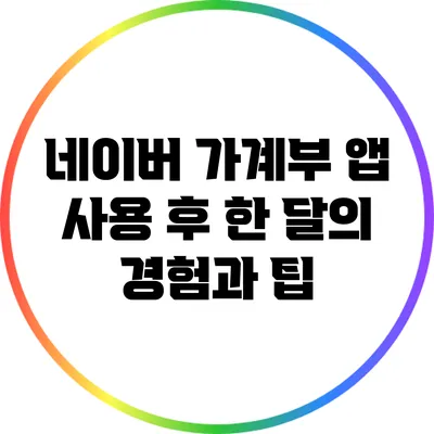 네이버 가계부 앱 사용 후 한 달의 경험과 팁