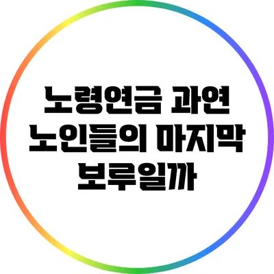 노령연금: 과연 노인들의 마지막 보루일까?