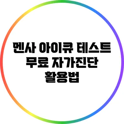 멘사 아이큐 테스트 무료 자가진단 활용법