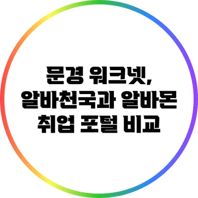 문경 워크넷, 알바천국과 알바몬 취업 포털 비교