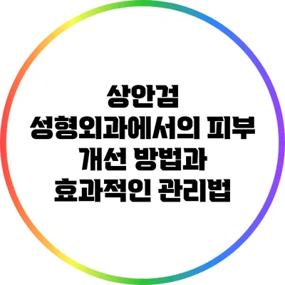 상안검 성형외과에서의 피부 개선 방법과 효과적인 관리법