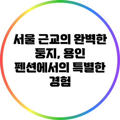 서울 근교의 완벽한 둥지, 용인 펜션에서의 특별한 경험