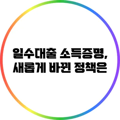 일수대출 소득증명, 새롭게 바뀐 정책은?