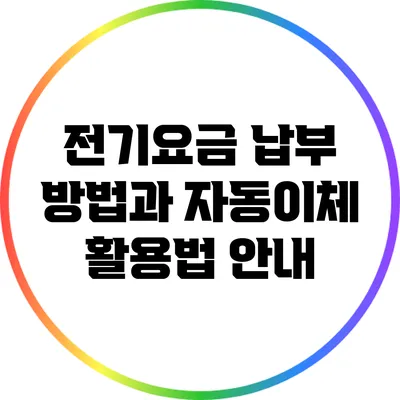 전기요금 납부 방법과 자동이체 활용법 안내