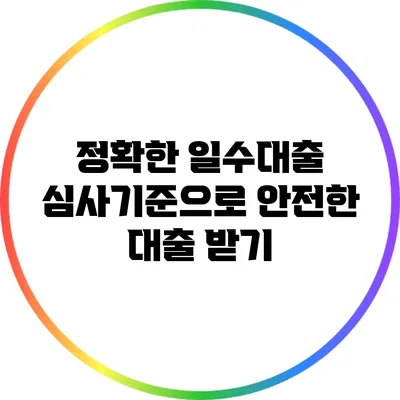 정확한 일수대출 심사기준으로 안전한 대출 받기