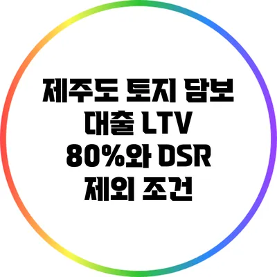 제주도 토지 담보 대출 LTV 80%와 DSR 제외 조건