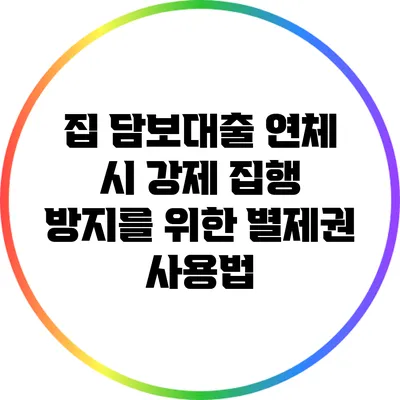 집 담보대출 연체 시 강제 집행 방지를 위한 별제권 사용법