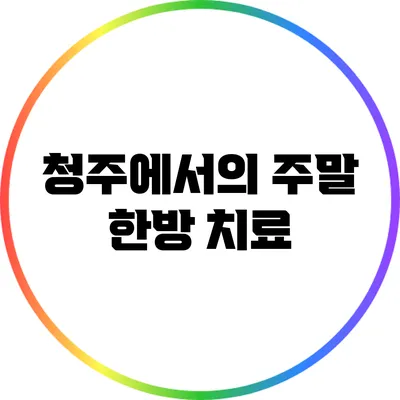 청주에서의 주말 한방 치료