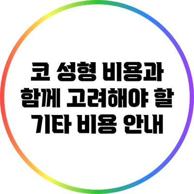 코 성형 비용과 함께 고려해야 할 기타 비용 안내