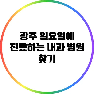 광주 일요일에 진료하는 내과 병원 찾기