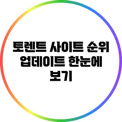 토렌트 사이트 순위 업데이트: 한눈에 보기