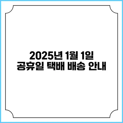 2025년 1월 1일 공휴일 택배 배송 안내