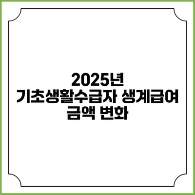 2025년 기초생활수급자 생계급여 금액 변화