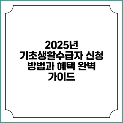 2025년 기초생활수급자 신청 방법과 혜택 완벽 가이드