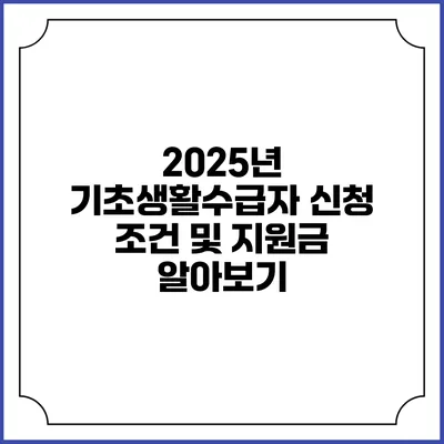 2025년 기초생활수급자 신청 조건 및 지원금 알아보기