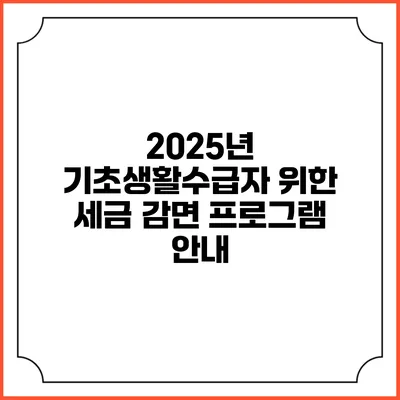 2025년 기초생활수급자 위한 세금 감면 프로그램 안내