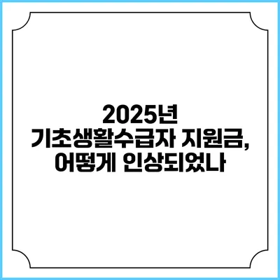 2025년 기초생활수급자 지원금, 어떻게 인상되었나?