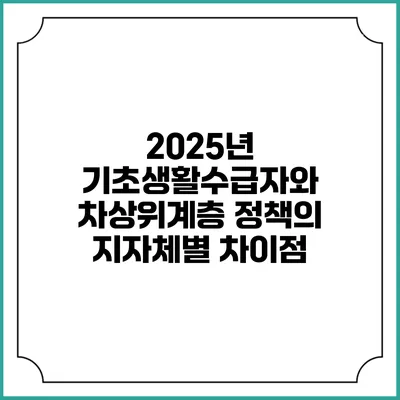 2025년 기초생활수급자와 차상위계층 정책의 지자체별 차이점