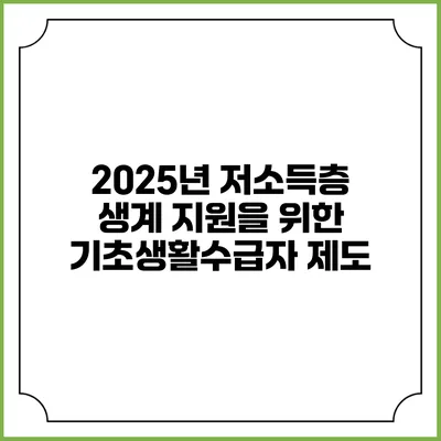2025년 저소득층 생계 지원을 위한 기초생활수급자 제도