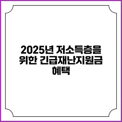 2025년 저소득층을 위한 긴급재난지원금 혜택