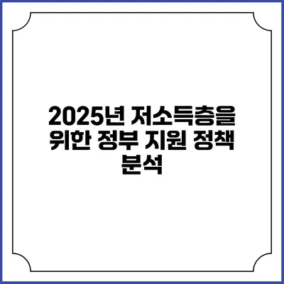 2025년 저소득층을 위한 정부 지원 정책 분석