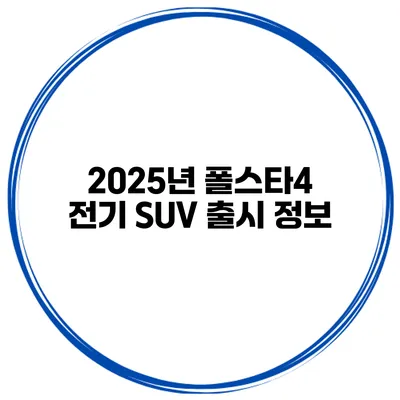2025년 폴스타4 전기 SUV 출시 정보