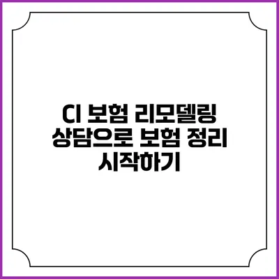 CI 보험 리모델링 상담으로 보험 정리 시작하기
