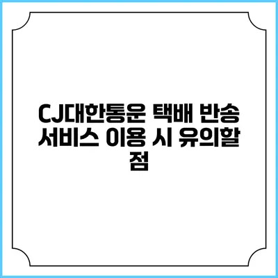 CJ대한통운 택배 반송 서비스 이용 시 유의할 점