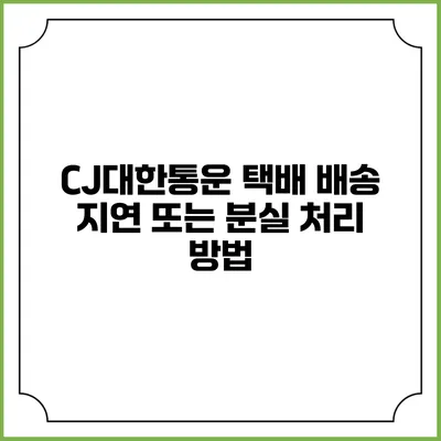 CJ대한통운 택배 배송 지연 또는 분실 처리 방법
