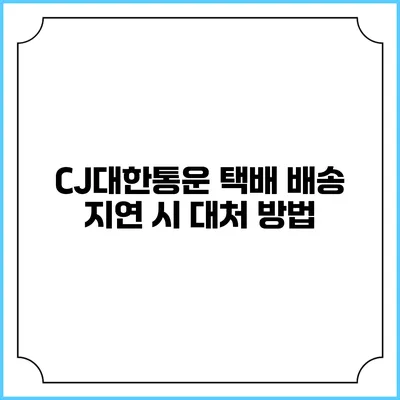 CJ대한통운 택배 배송 지연 시 대처 방법