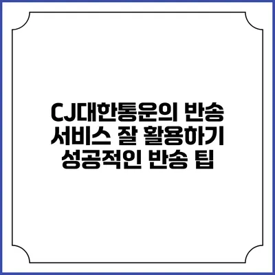 CJ대한통운의 반송 서비스 잘 활용하기 성공적인 반송 팁