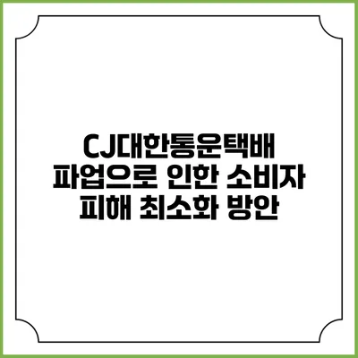 CJ대한통운택배 파업으로 인한 소비자 피해 최소화 방안