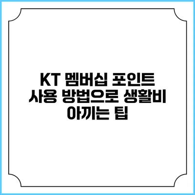 KT 멤버십 포인트 사용 방법으로 생활비 아끼는 팁