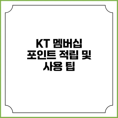 KT 멤버십 포인트 적립 및 사용 팁