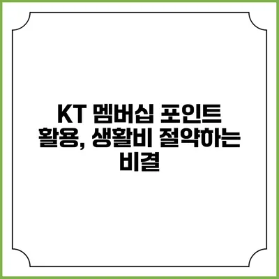 KT 멤버십 포인트 활용, 생활비 절약하는 비결