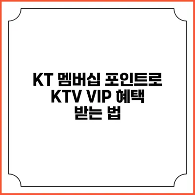 KT 멤버십 포인트로 KTV VIP 혜택 받는 법