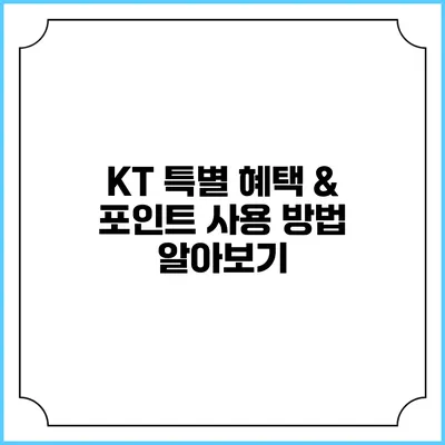 KT 특별 혜택 & 포인트 사용 방법 알아보기