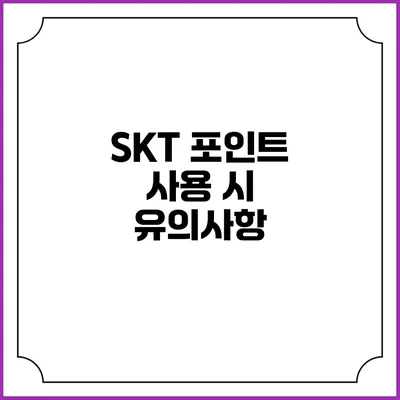 SKT 포인트 사용 시 유의사항