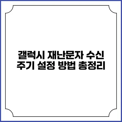 갤럭시 재난문자 수신 주기 설정 방법 총정리