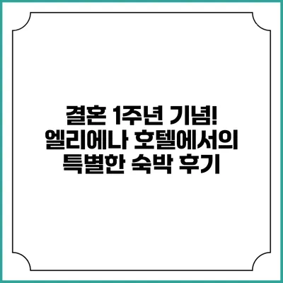 결혼 1주년 기념! 엘리에나 호텔에서의 특별한 숙박 후기