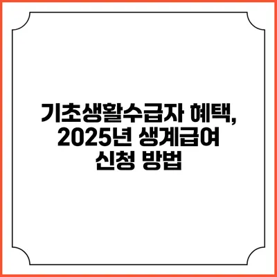 기초생활수급자 혜택, 2025년 생계급여 신청 방법