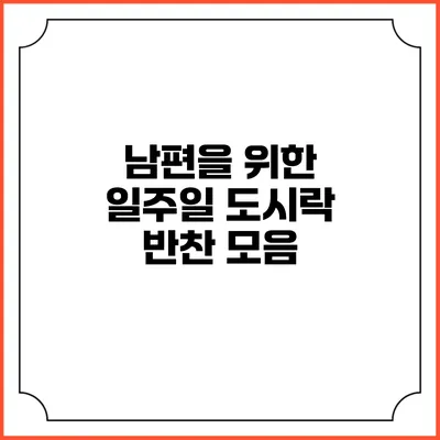 남편을 위한 일주일 도시락 반찬 모음