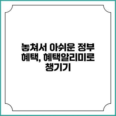 놓쳐서 아쉬운 정부 혜택, 혜택알리미로 챙기기