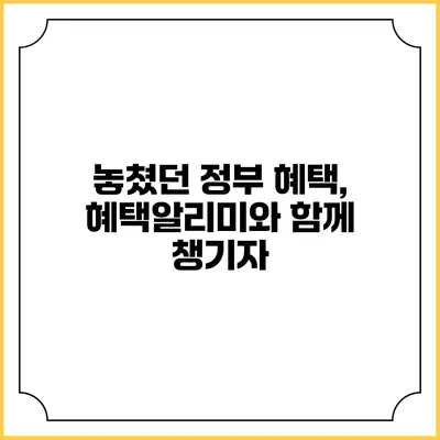 놓쳤던 정부 혜택, 혜택알리미와 함께 챙기자