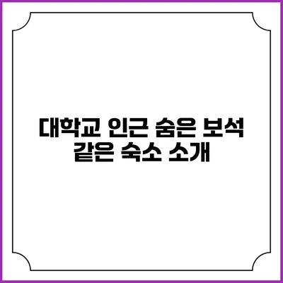 대학교 인근 숨은 보석 같은 숙소 소개