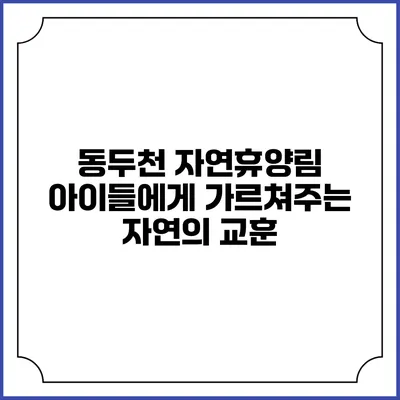 동두천 자연휴양림: 아이들에게 가르쳐주는 자연의 교훈